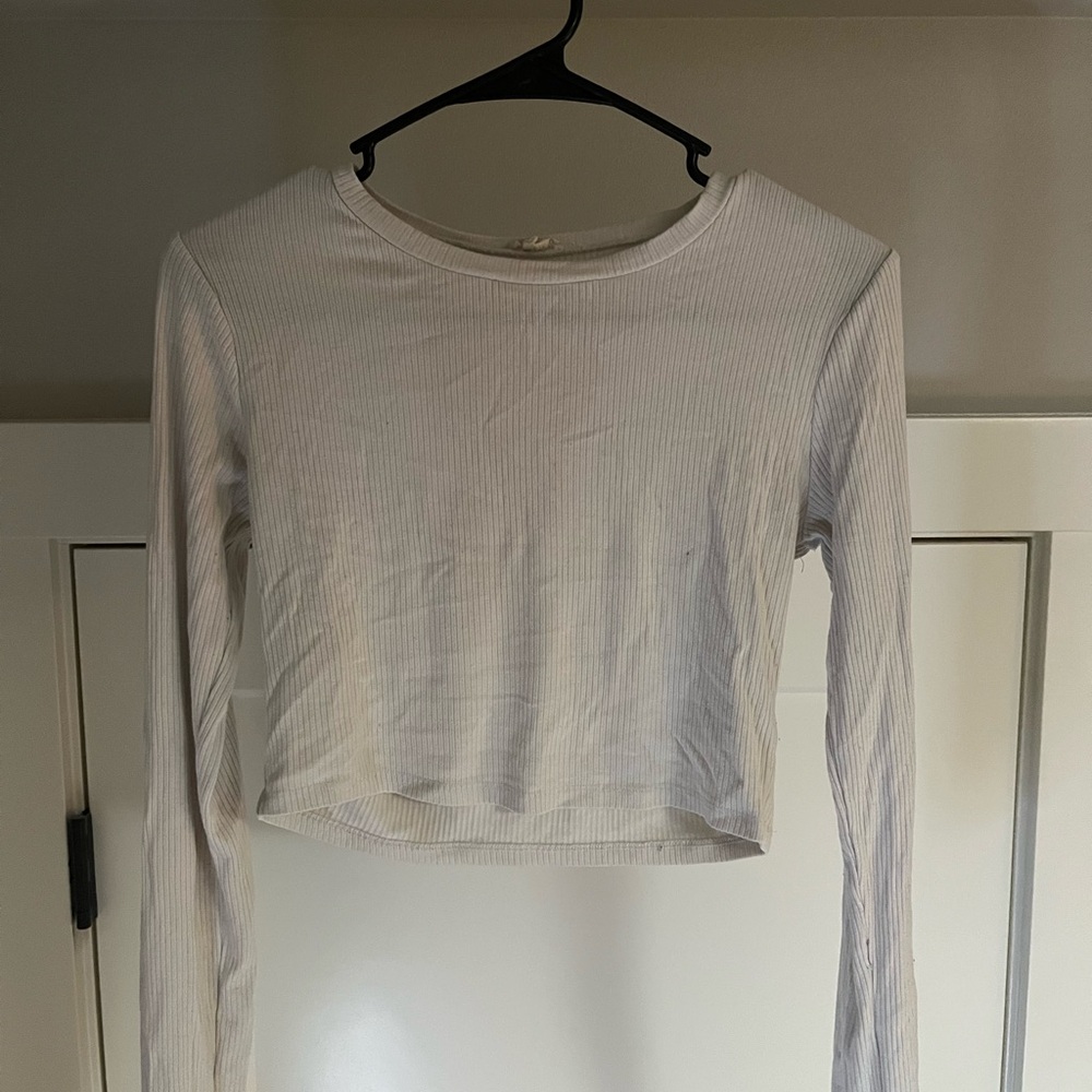 Garage Cream Fitted Crop Long Sleeve Tee